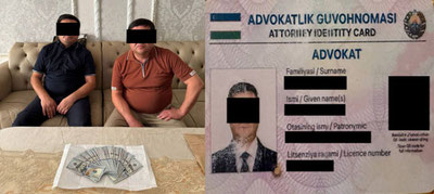 'Ички ишлар мансабдори ниқоби остидаги адвокат ва унинг шериги қўлга олинди'ning rasmi
