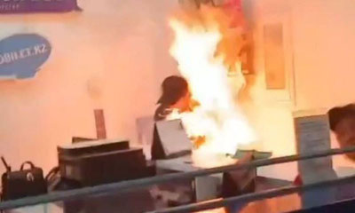 Image of 'A shocking incident at Almaty airport: a man set himself on fire.'